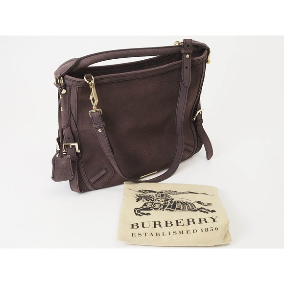 Burberry 2WAY One Shoulder Hobo Bag Leather Brown - Picture 10 of 12